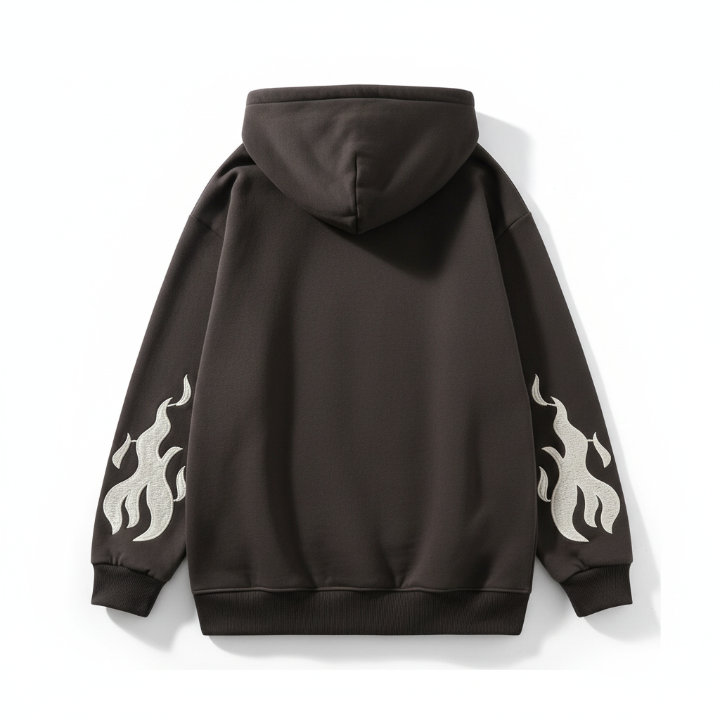 Retro Y2K Embroidered Cross Fire Hoodie – Women’s Autumn/Winter Streetwear