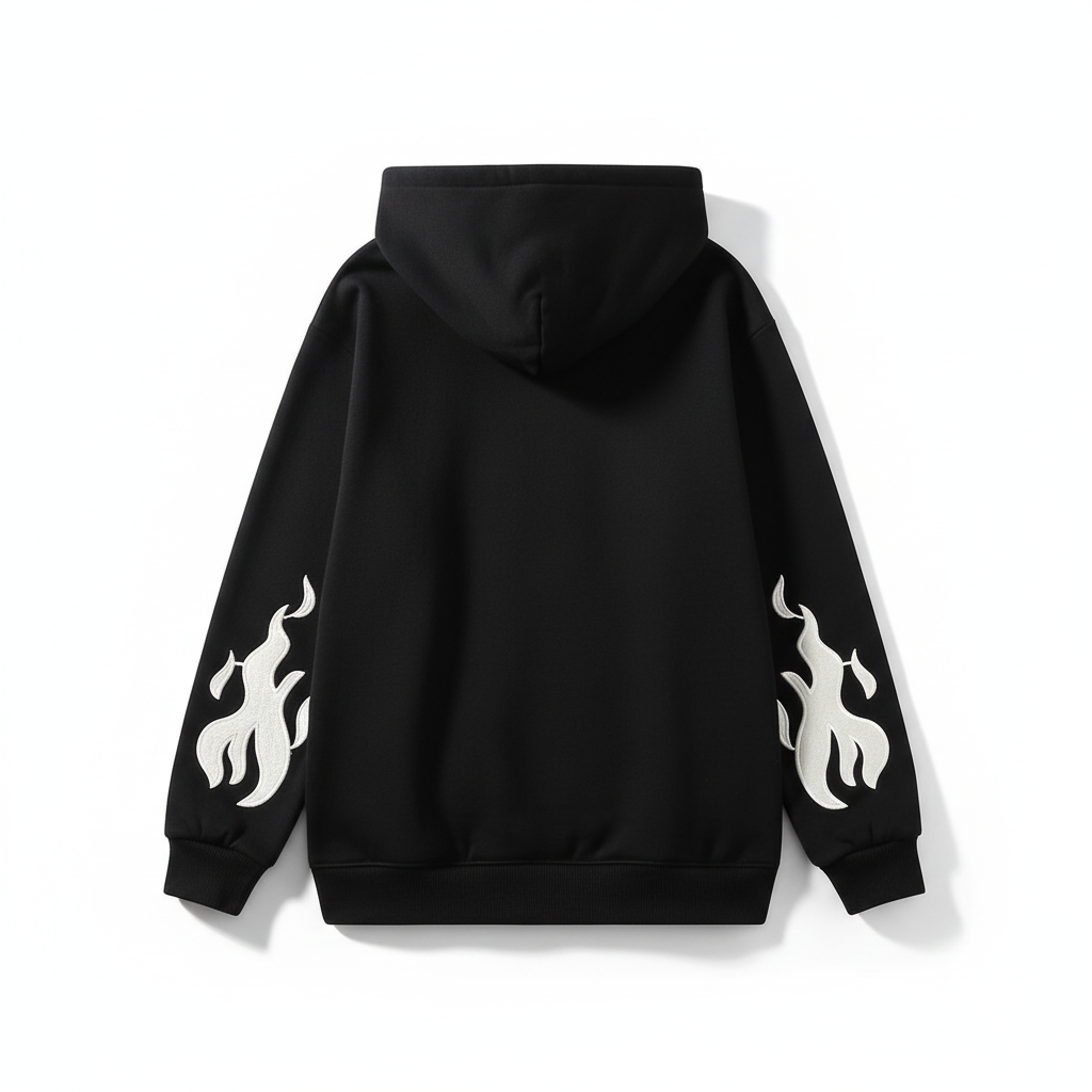 Retro Y2K Embroidered Cross Fire Hoodie – Women’s Autumn/Winter Streetwear