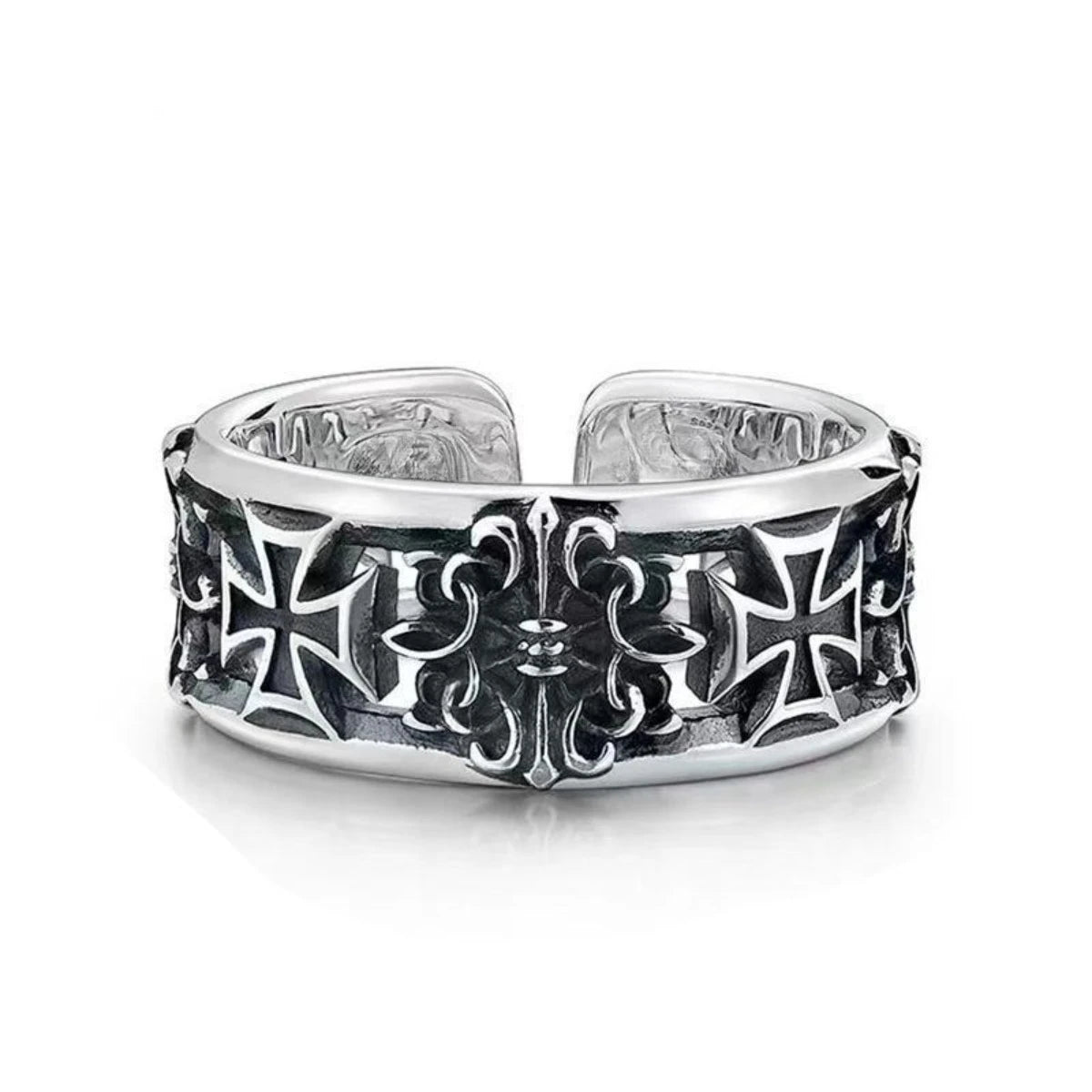 Adjustable Cross Ring, Stainless Steel Punk Dark Style Jewelry for Women Men, Comfort Fit Daily Wear Gift Idea
