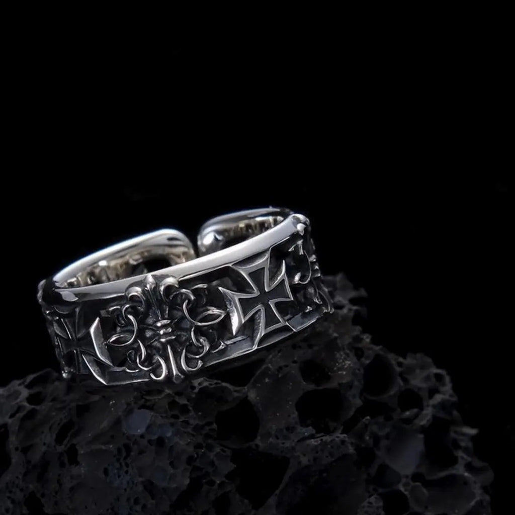 Adjustable Cross Ring, Stainless Steel Punk Dark Style Jewelry for Women Men, Comfort Fit Daily Wear Gift Idea