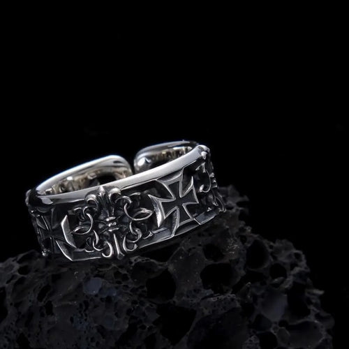 Adjustable Cross Ring, Stainless Steel Punk Dark Style Jewelry for Women Men, Comfort Fit Daily Wear Gift Idea