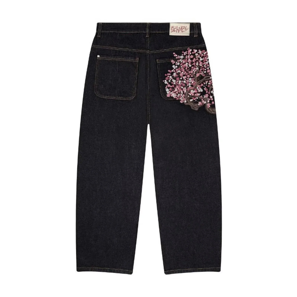 American Y2K New Casual Loose Pattern Print Loose Jeans Women Street Hip Hop Retro Oversized Wide-leg Pants Unisex Mopping Jeans