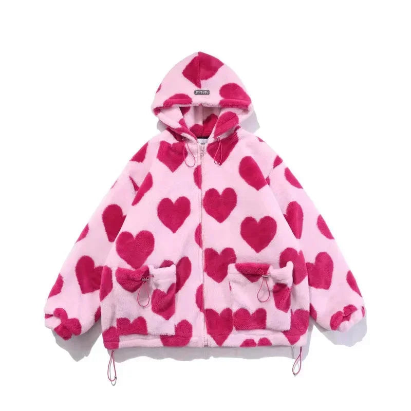2025 European and American new winter thickened fur collar hoodie Y2K couple down cotton warm jacket fashionable and versatile