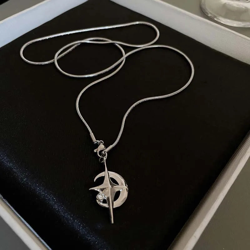 Fashion Shine Crystal Star Star Pendants Necklace For Girl Women Chains Personality Aesthetic Design Necklaces Y2k Jewelry 2023