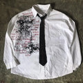 Y2K White Shirt Affliction Retro T Shirt Harajuku Men Skull Holy Writ Letter Printing Tee Fashion Gothic Short Sleeves Tops