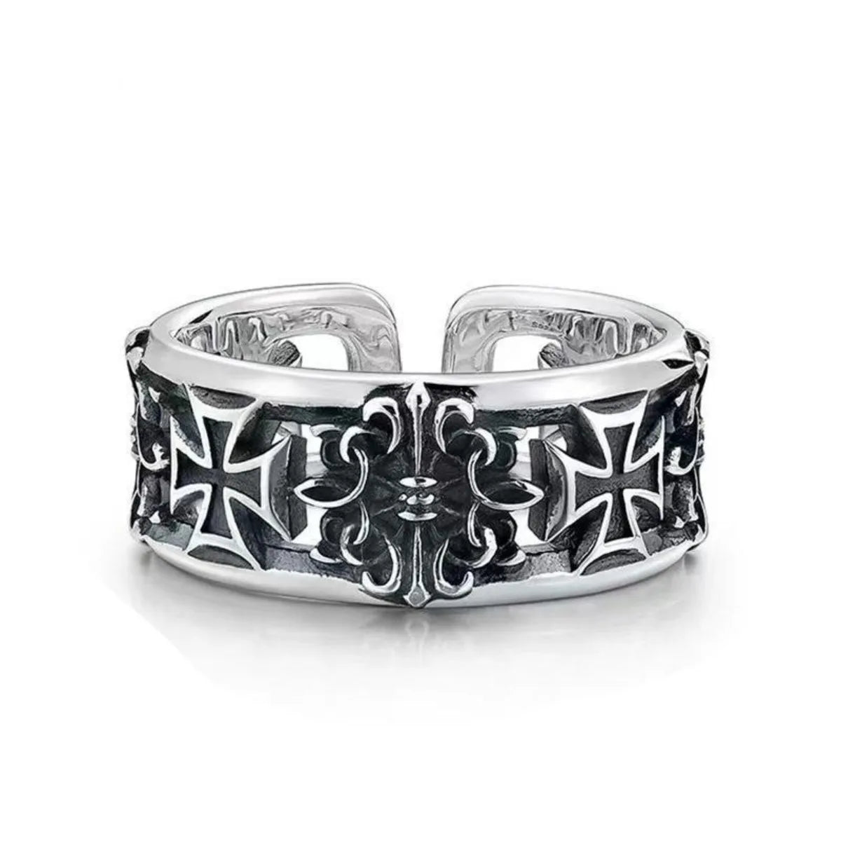 Adjustable Cross Ring, Stainless Steel Punk Dark Style Jewelry for Women Men, Comfort Fit Daily Wear Gift Idea