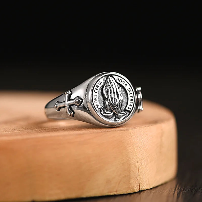 Adjustable Cross Ring, Stainless Steel Punk Dark Style Jewelry for Women Men, Comfort Fit Daily Wear Gift Idea
