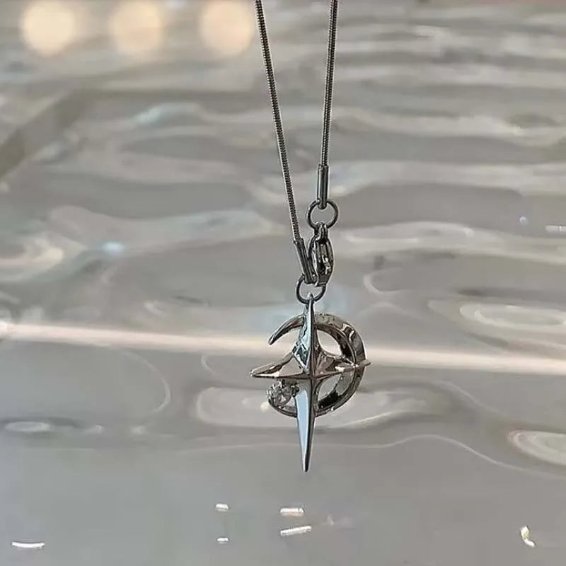 Fashion Shine Crystal Star Star Pendants Necklace For Girl Women Chains Personality Aesthetic Design Necklaces Y2k Jewelry 2023