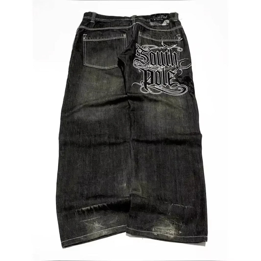 American Y2K New Casual Loose Pattern Print Loose Jeans Women Street Hip Hop Retro Oversized Wide-leg Pants Unisex Mopping Jeans