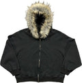 2000s Vintage Therian Fur Hood Jacket Y2k Goth Zip Up Hoodie Oversized Graphic Sweatshirt Emo Grunge Streetwear Fall Winter 2025