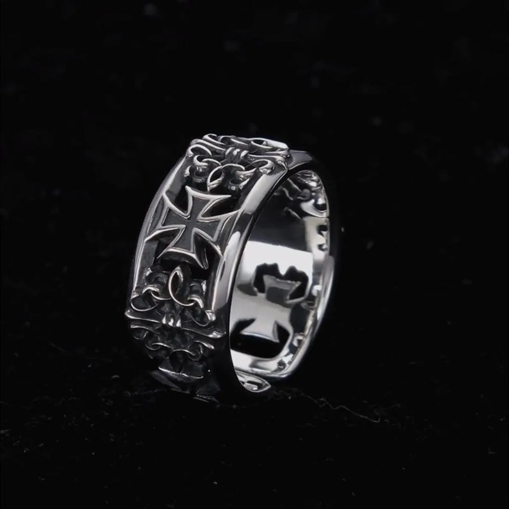 Adjustable Cross Ring, Stainless Steel Punk Dark Style Jewelry for Women Men, Comfort Fit Daily Wear Gift Idea