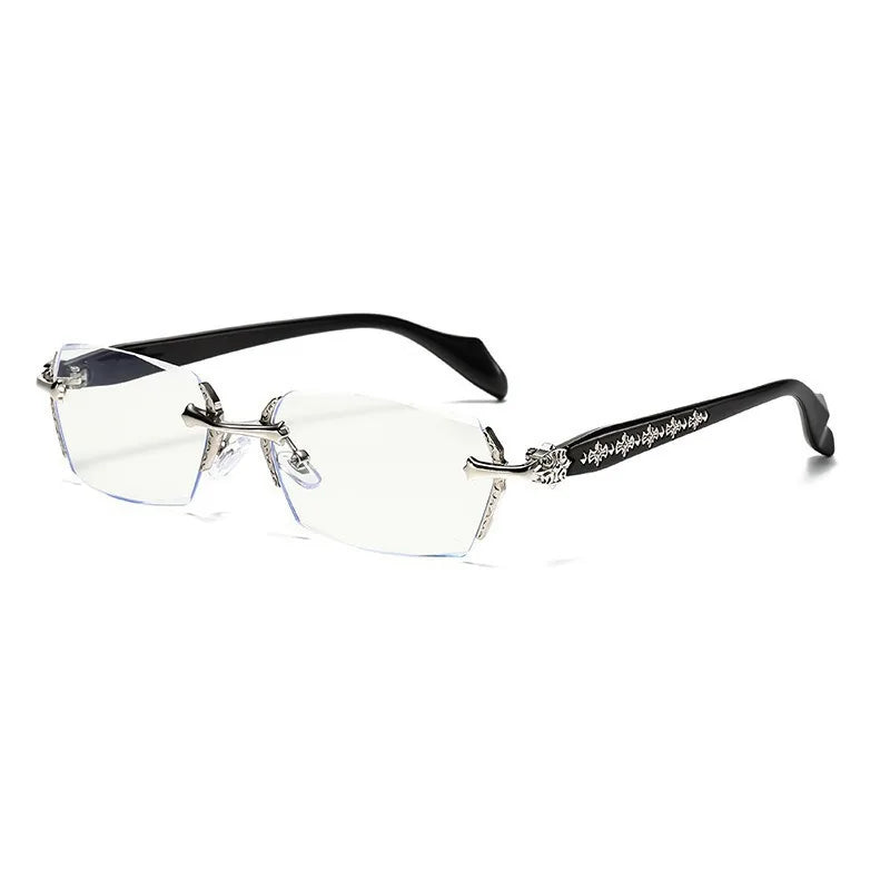 Frameless  Anti Blue Light Glasses  Rectangular Flat Lens for Women & Men
