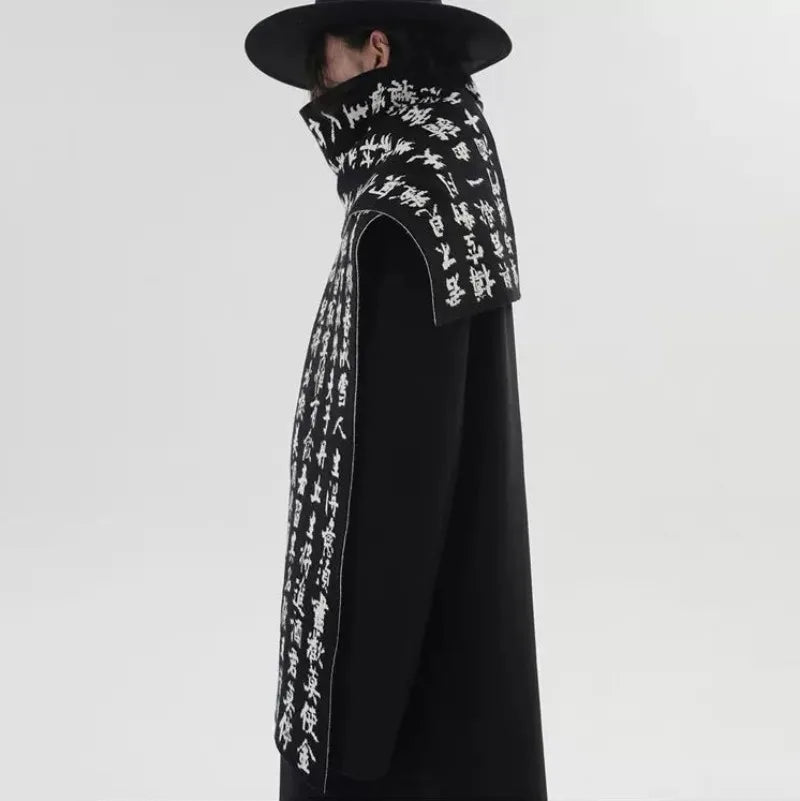 Men Double Sided Chinese Character Jacquard Scarf Poet Li Bai Qiangjinjiu Couple Warm Black White Imitation Rabbit Fleece Scarf