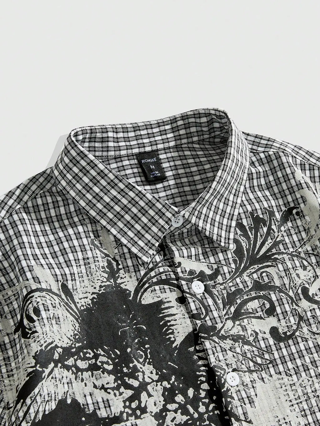 Y2K Grunge Punk Men's Street Summer Plaid Cross Print Short Sleeve Single-Breasted Casual Shirt