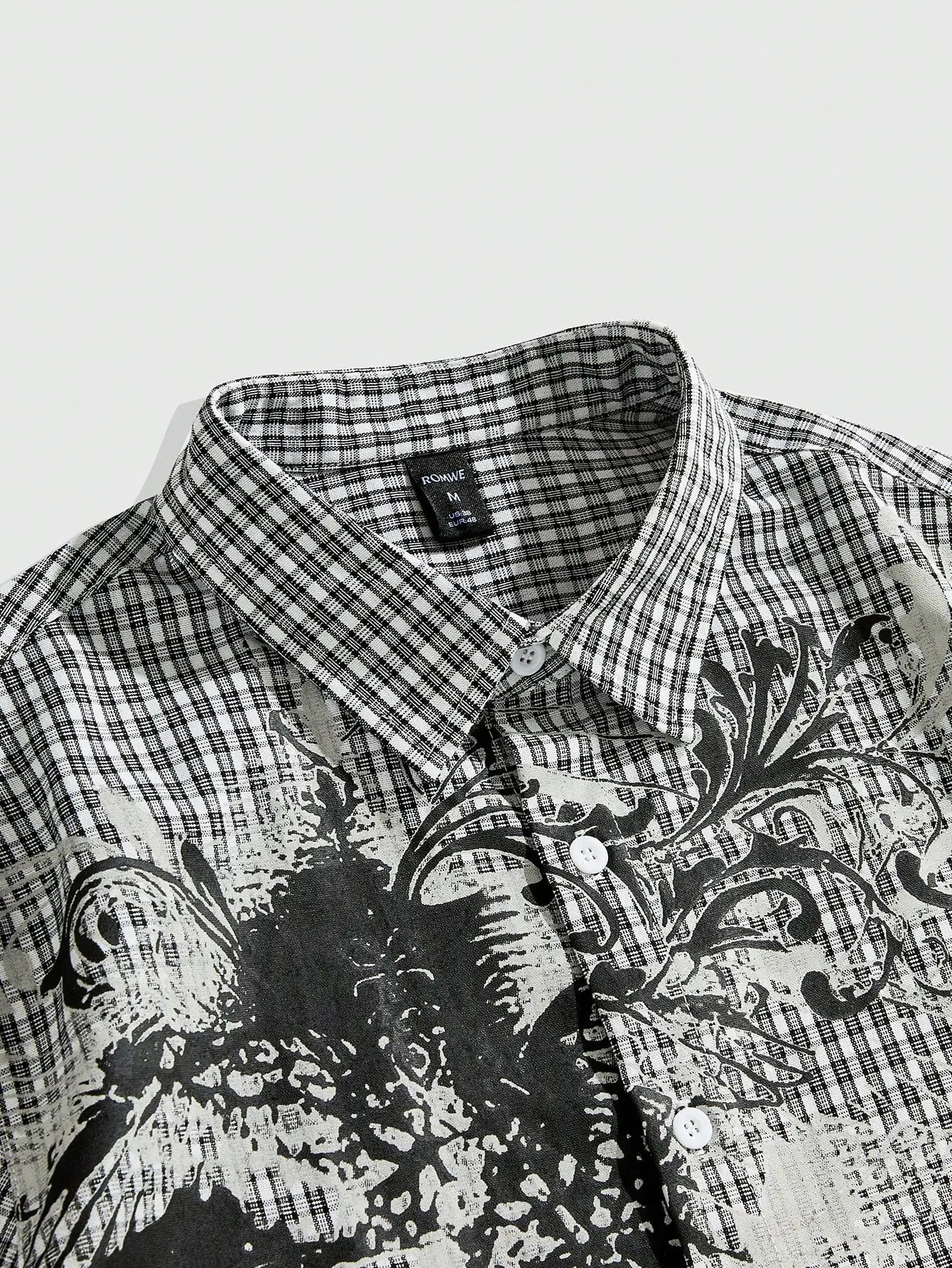 Y2K Grunge Punk Men's Street Summer Plaid Cross Print Short Sleeve Single-Breasted Casual Shirt