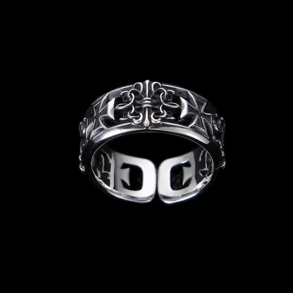 Adjustable Cross Ring, Stainless Steel Punk Dark Style Jewelry for Women Men, Comfort Fit Daily Wear Gift Idea