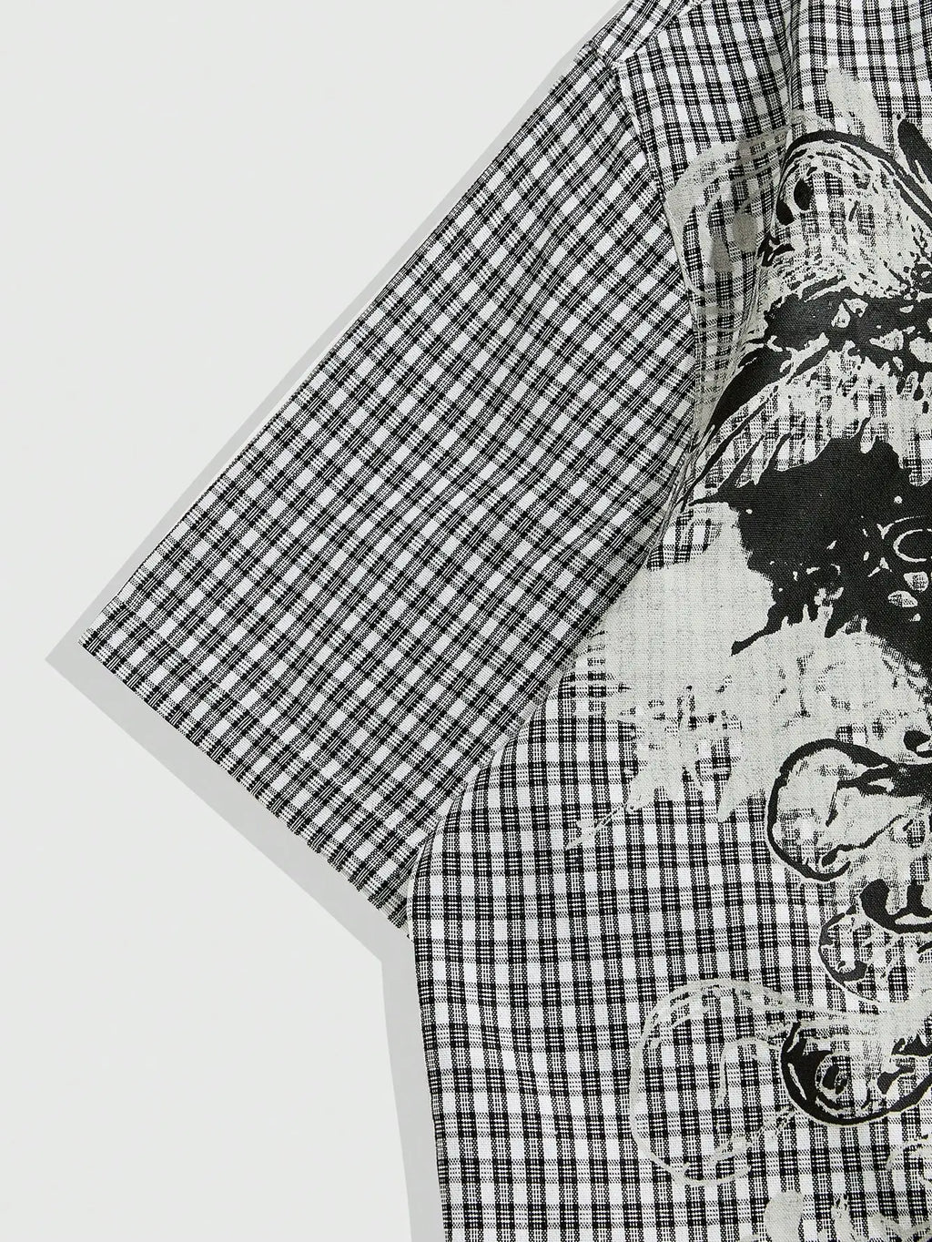 Y2K Grunge Punk Men's Street Summer Plaid Cross Print Short Sleeve Single-Breasted Casual Shirt