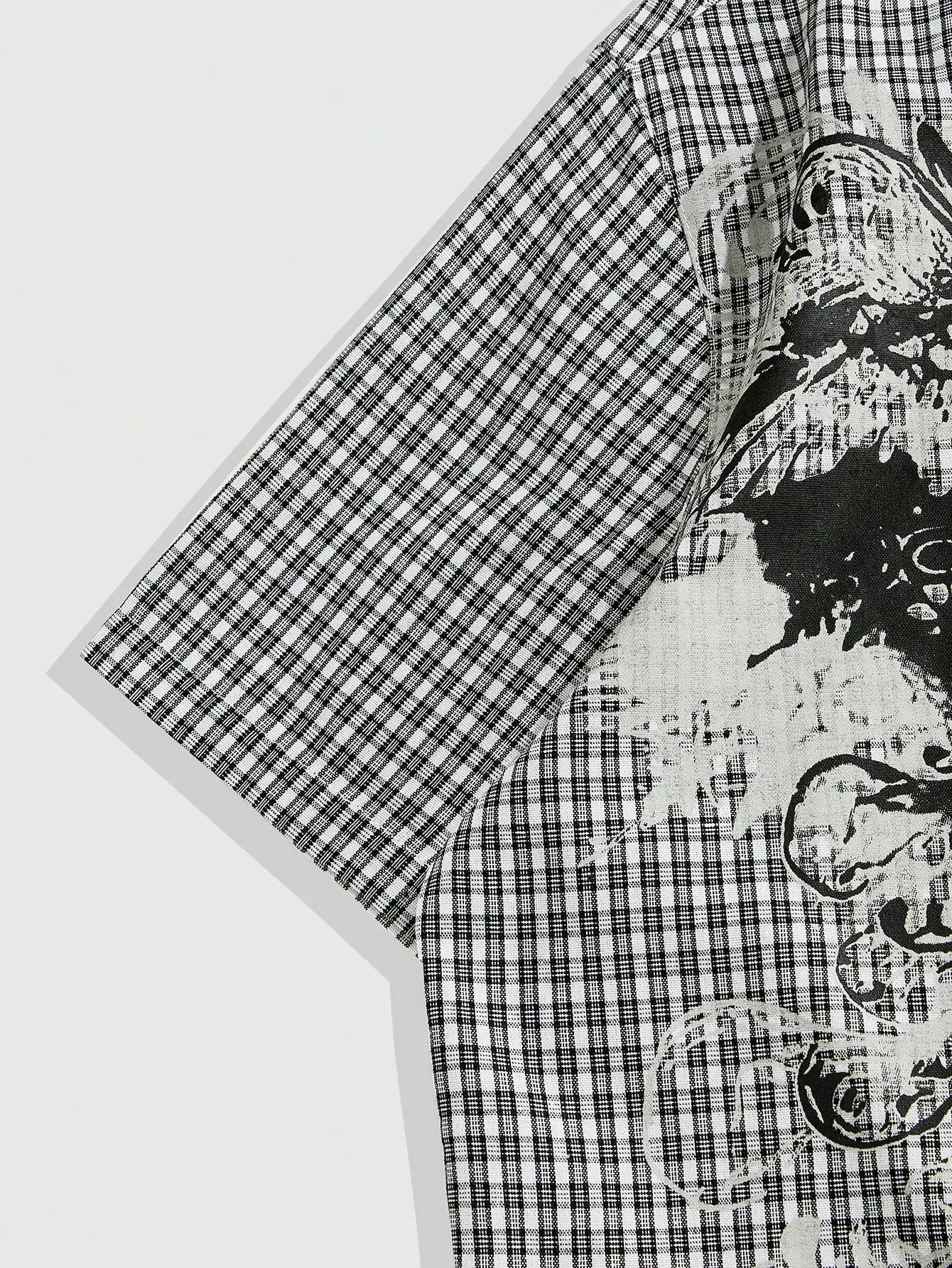 Y2K Grunge Punk Men's Street Summer Plaid Cross Print Short Sleeve Single-Breasted Casual Shirt