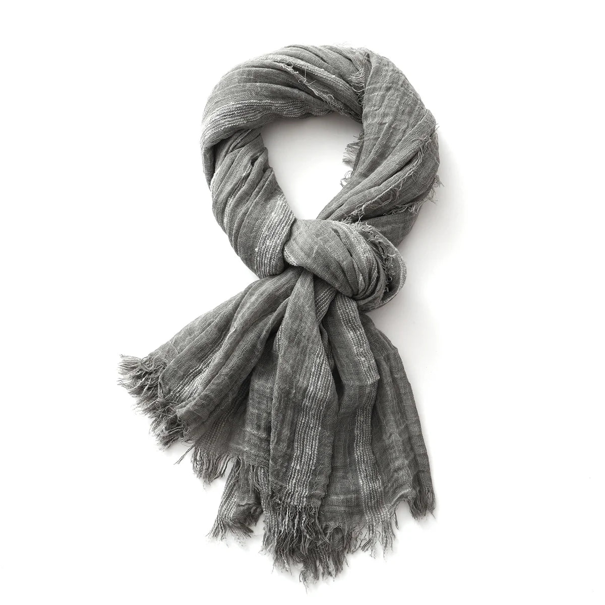Cotton Linen Striped Scarf for Men Women Soft Warm Neckerchief Short Tassel Scarves Male Accessories Bufandas Shawls
