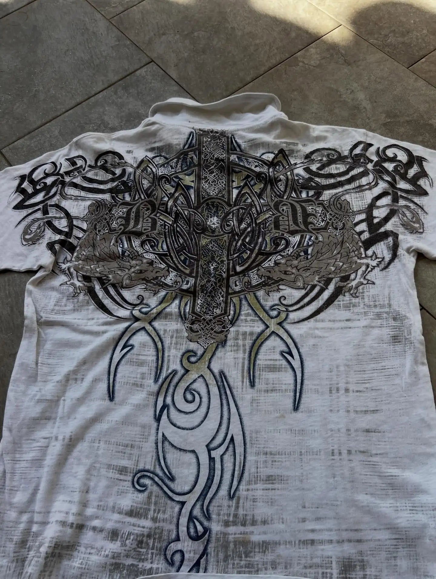 Y2K Gothic White Shirt  New Retro Harajuku Men and Women Skull Holy Writ Letter Printing Tee Fashion Gothic Short Sleeves Tops