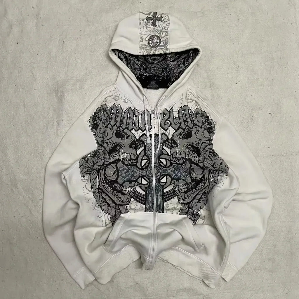 Y2K New Street Fashion Trend Fur Collar Zipper Hoodie Women Harajuku Casual Loose Catching Thick Sweatshirt Unisex Warm Hoodie
