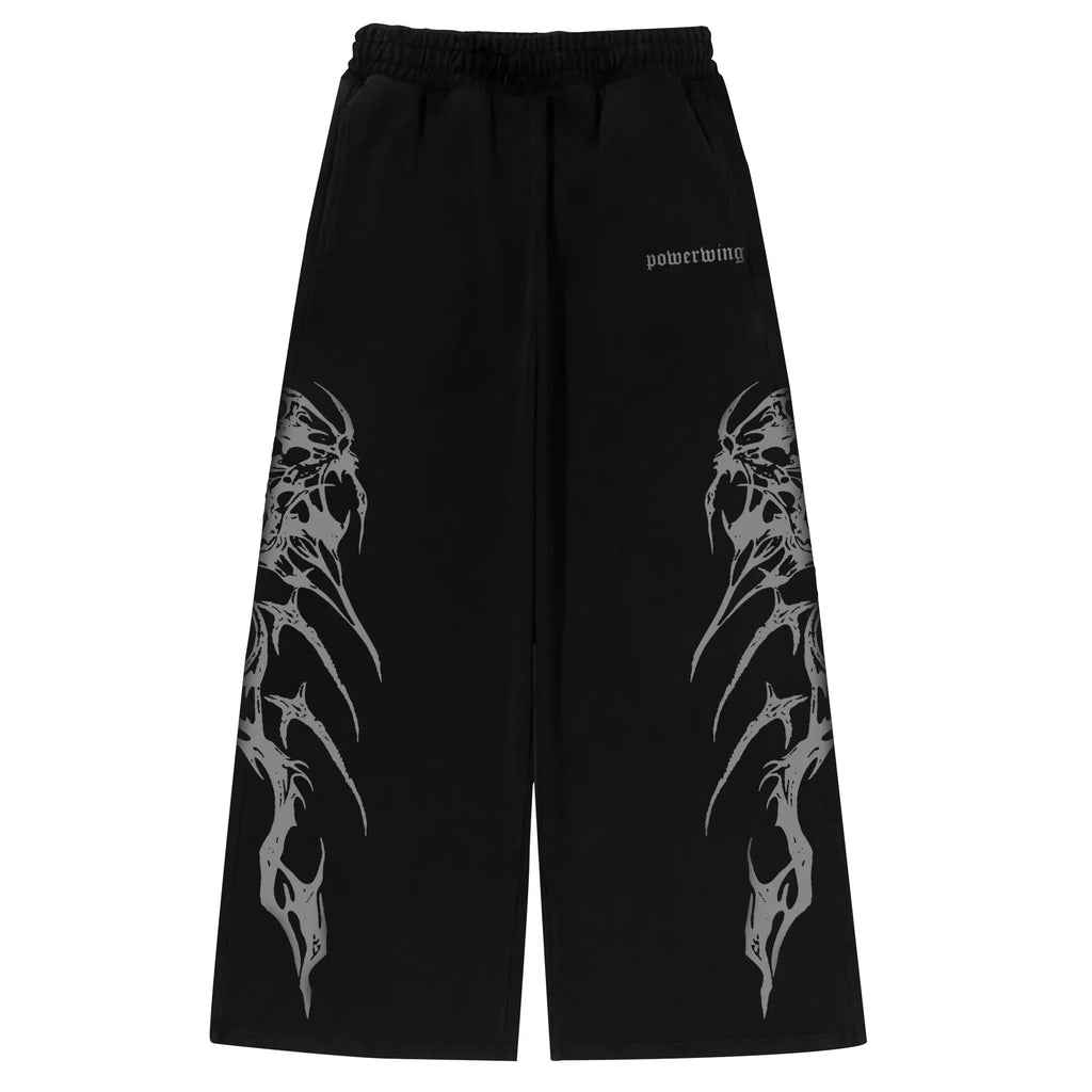 Dark Y2K Unisex Wide-Leg Jogger Pants – Street & Fitness Edition